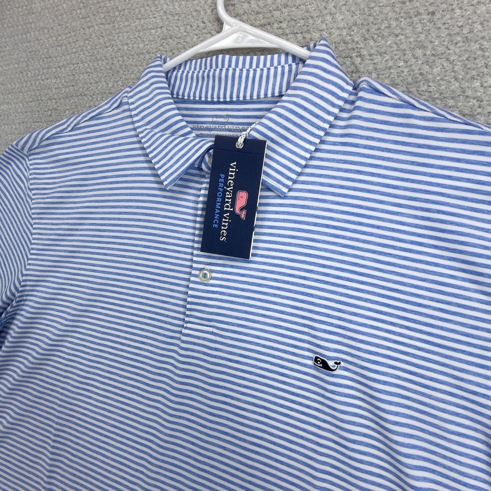 NWT Vineyard Vines Winstead Sankaty Polo Shirt Men XL Ocean Breeze Stripe Golf